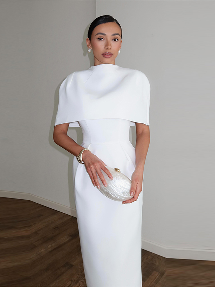 Ensemble élégant 2 pièces pour femme : Robe châle unie à manches courtes et taille cintrée, collection Printemps-Été 2026