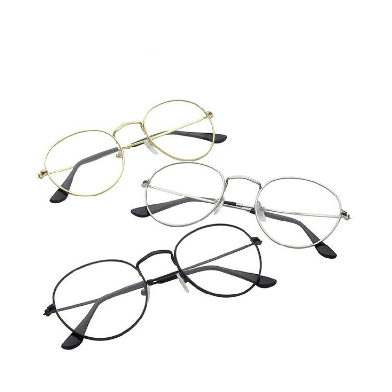 Monture De lunettes femmes hommes lunettes claires à la mode rétro rond métal noir argent or myopie optique lunettes cadre Oculos De Grau