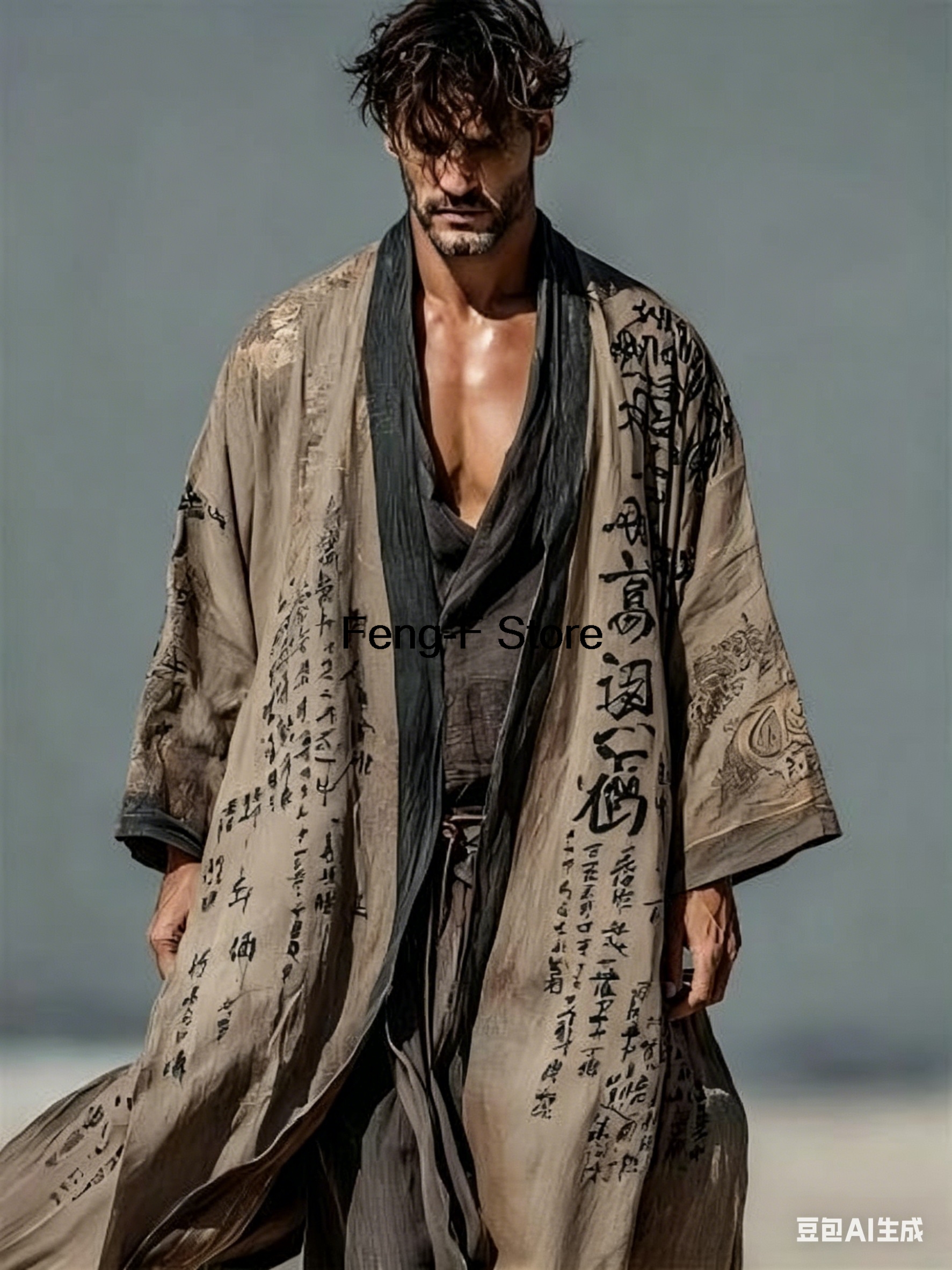 Cardigan long d'été pour homme, style chinois, imprimé grue, Hanfu, kimono japonais tendance, chemise décontractée à motif floral