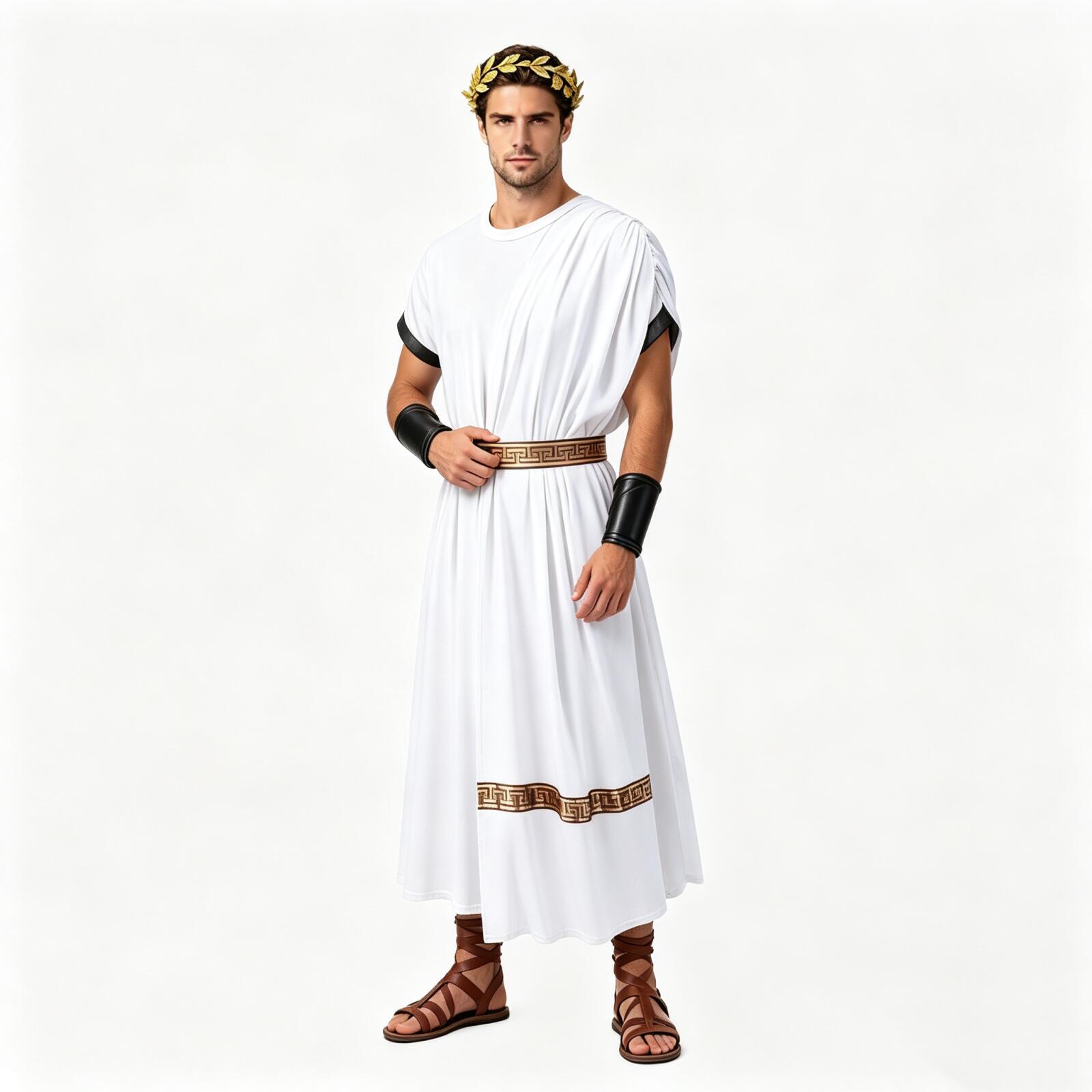 Costume de Toga pour Femmes et Hommes Adultes, Robe Romaine, Costume de Dieu Grec, Costume de Cosplay d'Halloween, Ensemble d'Accessoires