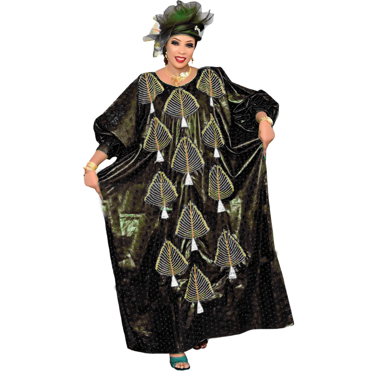 Robe caftan africaine grande taille, robe complète brodée, chemise de nuit, tenue décontractée de fête