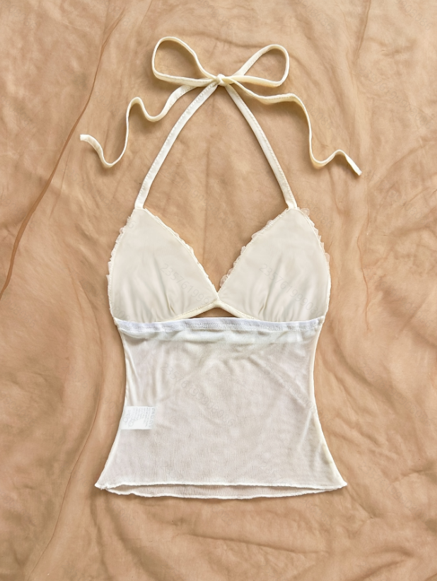 Nouveau débardeur pour femme, style licou, ajusté, sexy, à lacets, pour l'été et les vacances à la plage, Q3830
