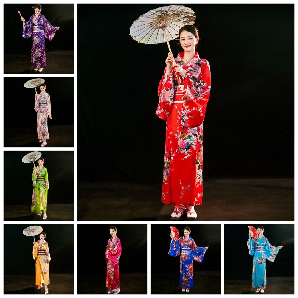 Costume de cosplay, kimono japonais traditionnel, style japonais, imprimé floral, robe kimono pour fille, élégance asiatique