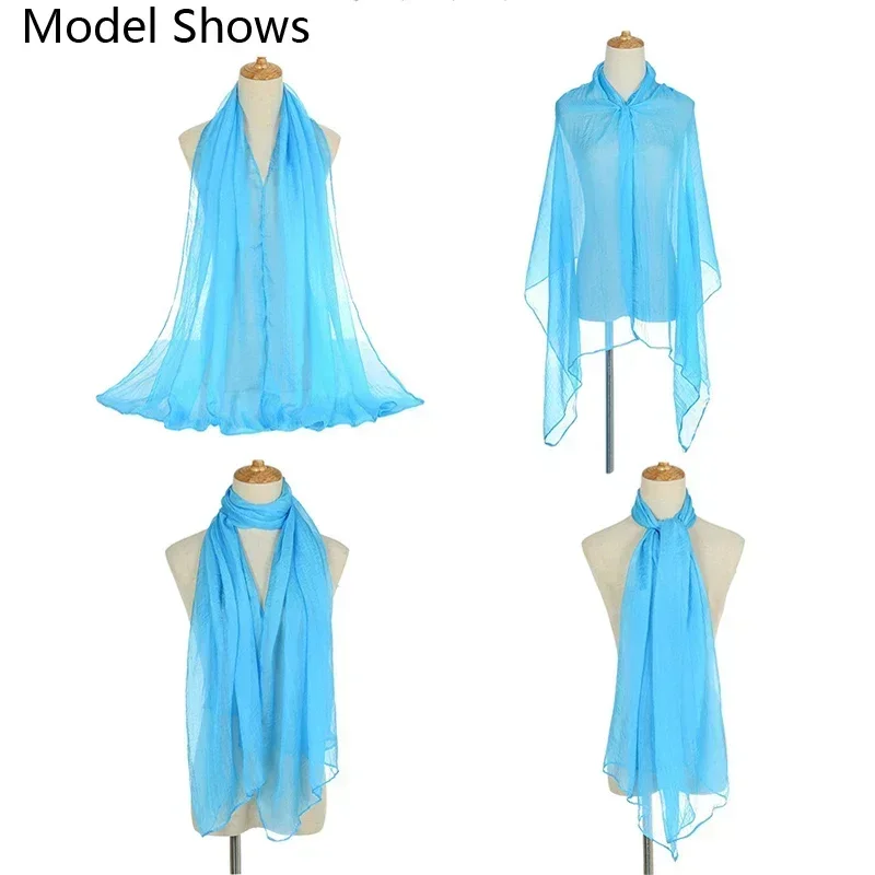 Surdimensionné en mousseline de soie femmes été châle manches Protection solaire Turban écharpe serviette de plage Bikini couvrir paréo Sarong Bandana