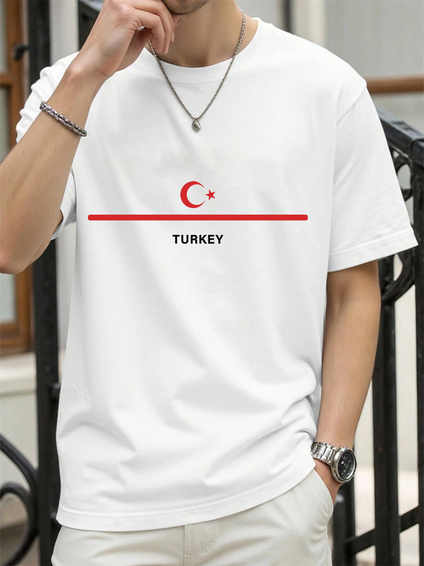 T-Shirt Hip Hop en coton pour hommes, vêtements d'été décontractés, surdimensionnés, tendance, drapeau National de turquie imprimé