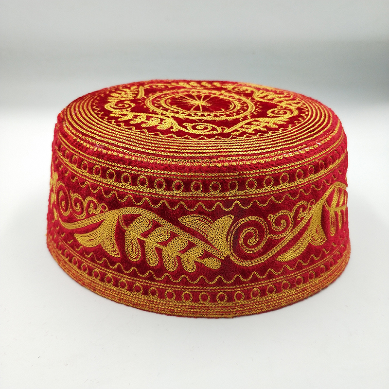Chapeaux de prière musulmans en coton rouge brodé, casquette Kufi, Turban de Style indien pour hommes, vêtements islamiques d'arabie saoudite, cicatrice du islamisme juif