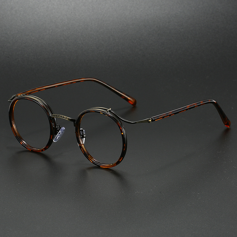 Monture de lunettes de luxe de marque rétro, monture ronde pour hommes et femmes, alliage d'acier inoxydable ultraléger, lunettes anti-lumière bleue