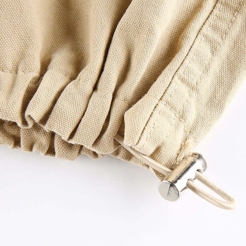 Pantalon cargo monochrome pour femme, bloomers à poches assorties, streetwear décontracté, vêtements de printemps et d'automne, mode féminine