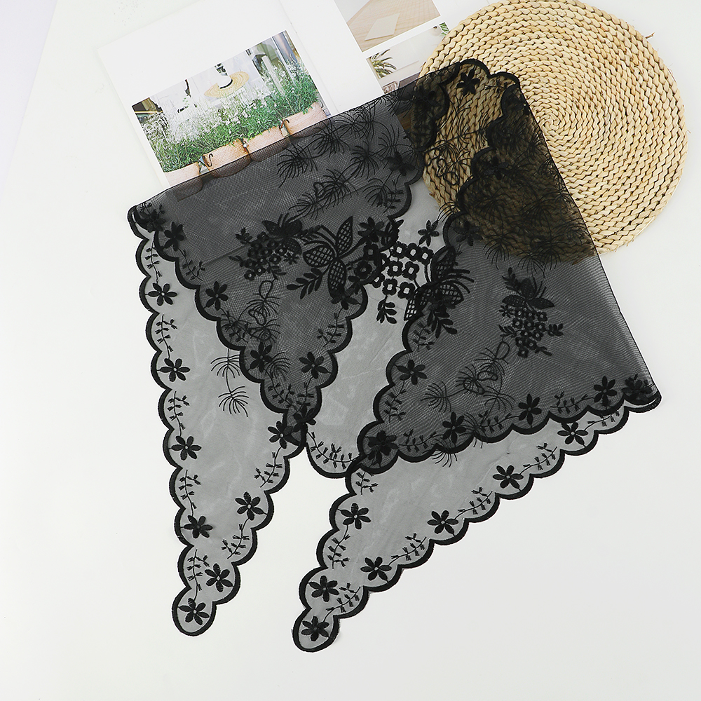 Écharpe triangulaire en dentelle pour femmes, châle, voile catholique, écharpe brodée, fleur, accessoires de Mantilla espagnole