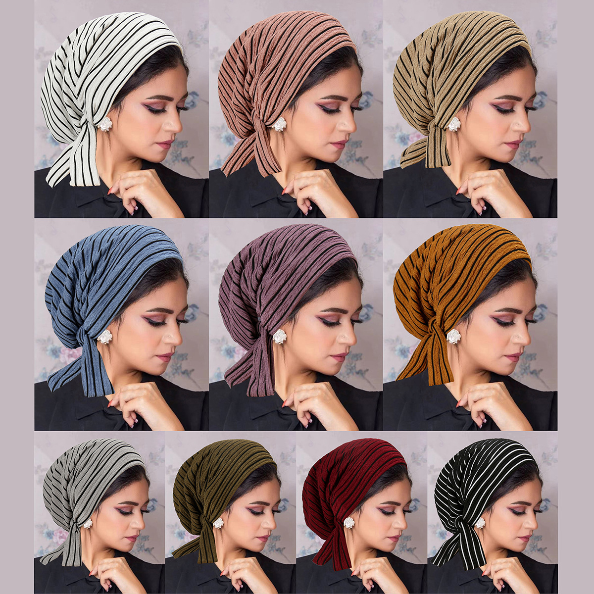 Chapeaux pour femmes 2026 : Nouveaux bonnets à motif ondulé, à rayures, avec longue queue et nœud, pour chimiothérapie, parfaits pour les tenues féminines