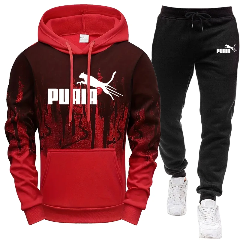 Ensemble de survêtement pour homme avec sweat à capuche et pantalon de jogging pour sports de plein air, automne-hiver, mode décontractée quotidienne