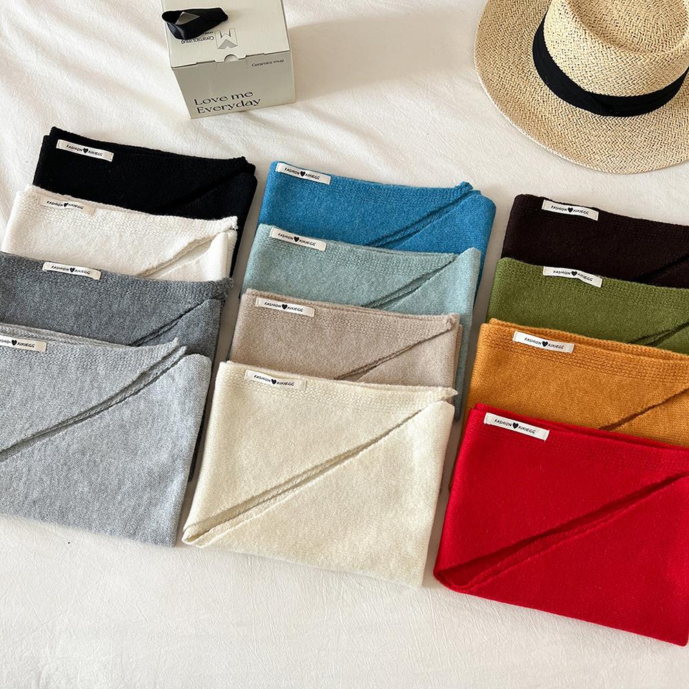 Niche laine écharpe pour femmes belle dame Triangle foulard tout-match tricoté silencieux foulard couleur unie châle écharpe