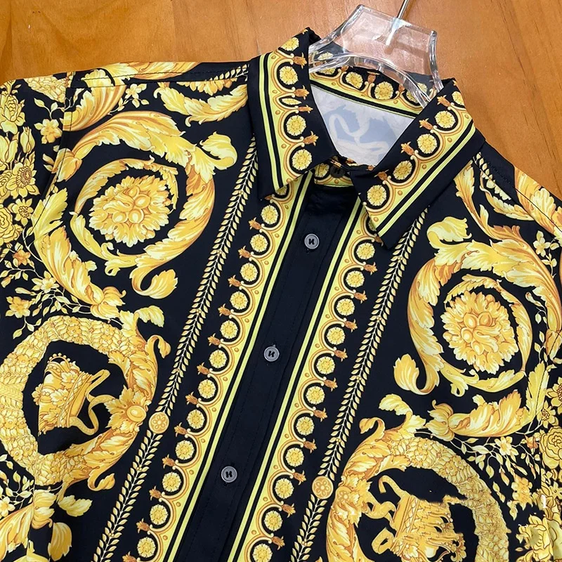 Chemise de Luxe Royale Décontractée pour Homme, Imprimé Floral, Paisley, Baroque, Manga, Longa, ixde Bal