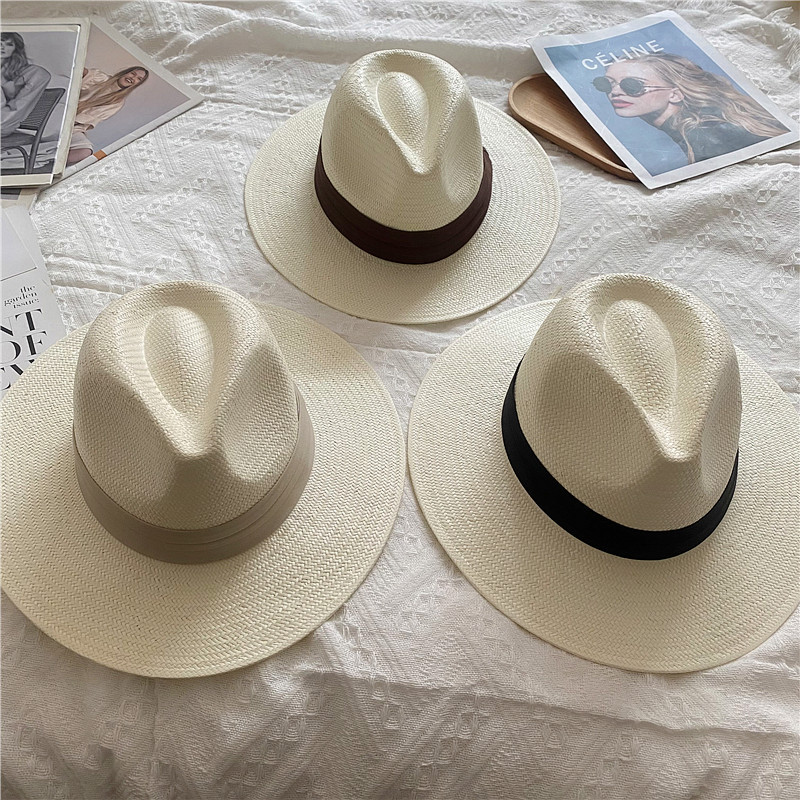 Chapeau Panama pour hommes Simple unisexe cinq points paille été voyage vacances chapeau de soleil chapeau rétro gorras para hombres