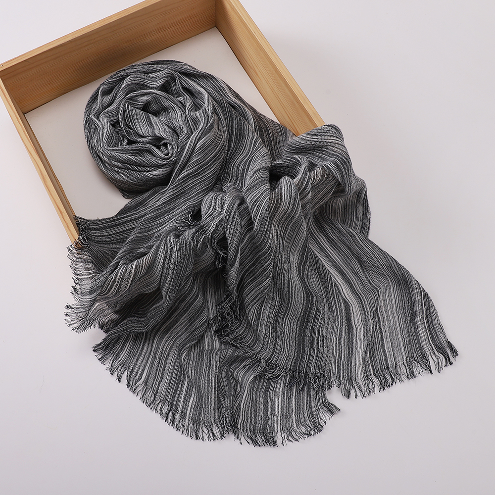Nouveau Hijab en Rayonne de Haute Qualité, Style Rétro Plissé, pour Femmes Musulmanes, Foulard à Rayures, Châle de Ramadan, Bandeau, Turban Doux, Écharpes et Voiles