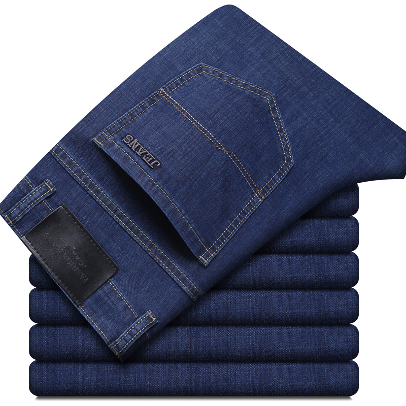 Été nouveau élastique hommes jean mode confortable affaires droite Stretch coton décontracté Denim pantalon marque mâle mince pantalon