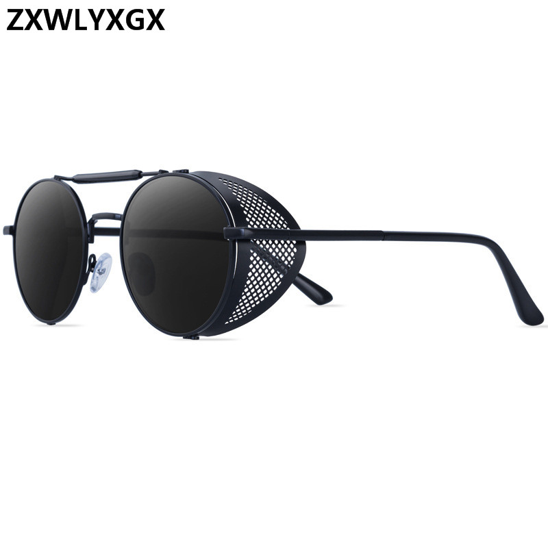 Lunettes de soleil rondes en métal rétro pour hommes et femmes, Steampunk, Designer de marque, Lunettes de soleil vintage, Protection UV, Tendance