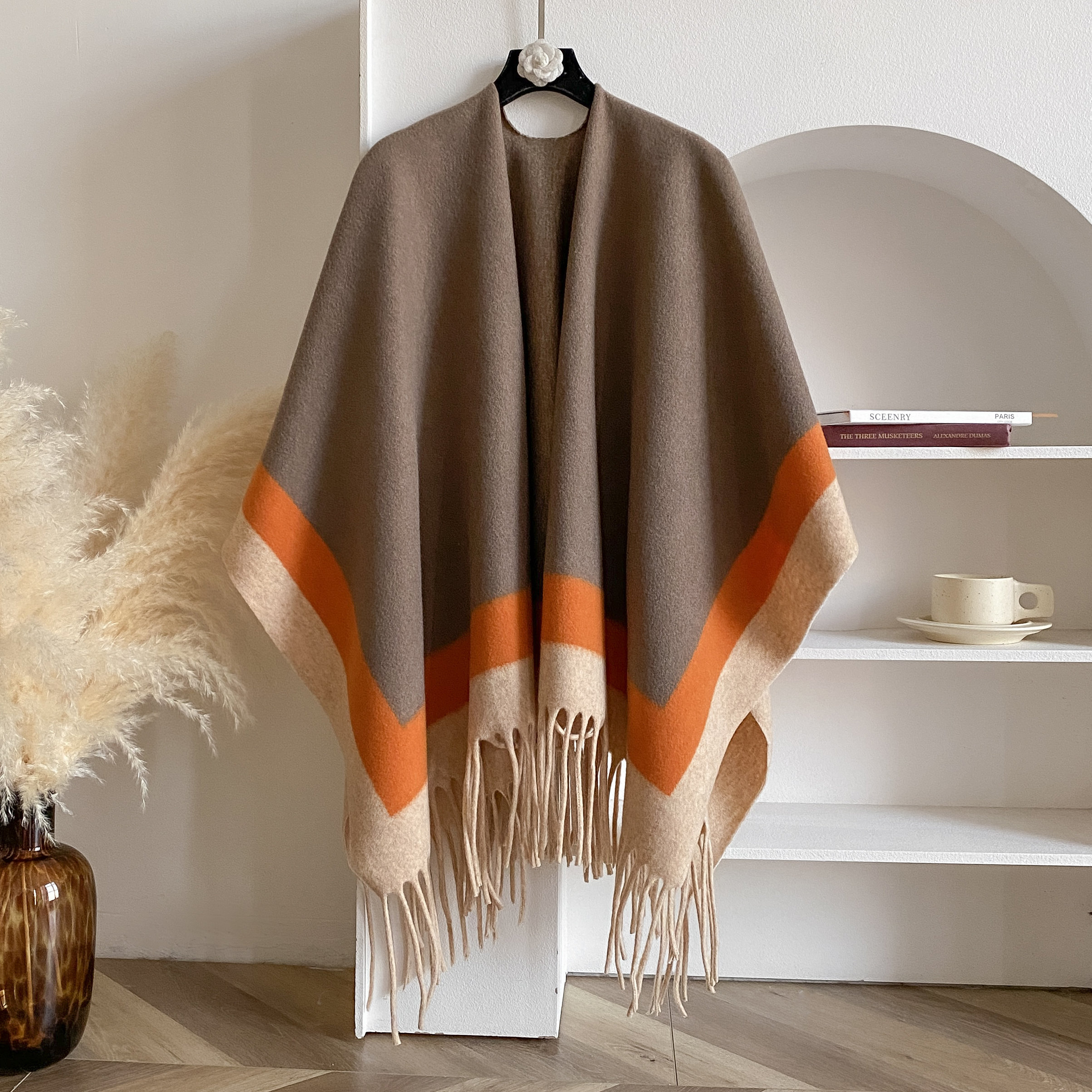Ponchos et Capes à carreaux chauds pour femmes, châles et enveloppes surdimensionnés en cachemire Pashmina, nouvelle mode hiver 2025