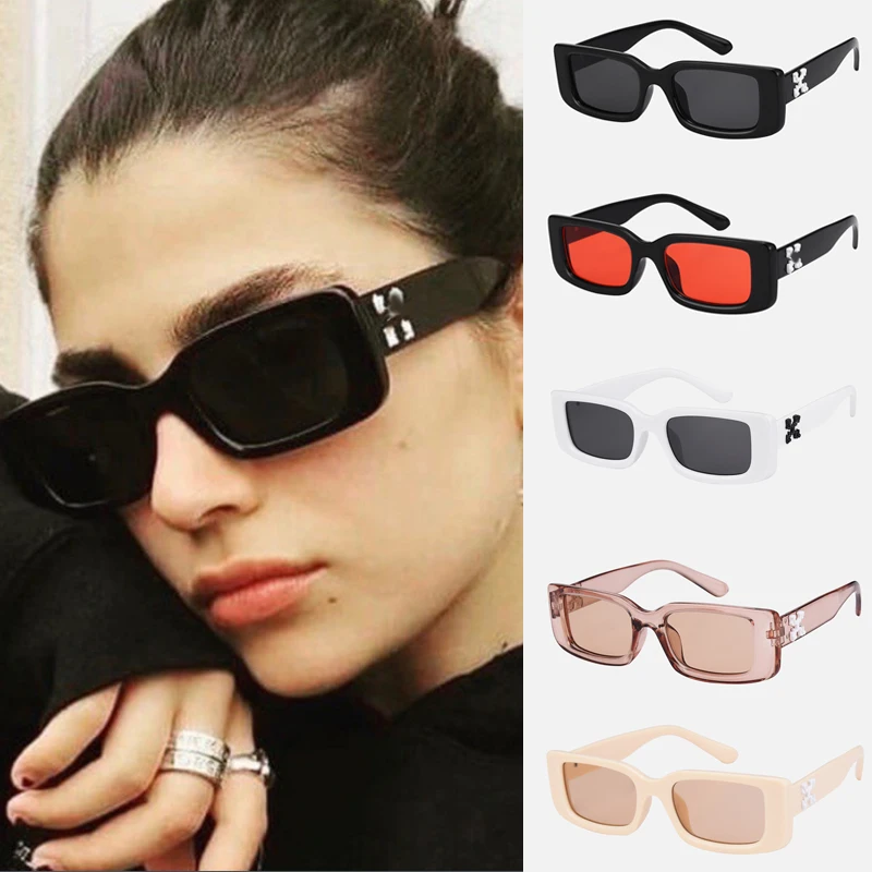 Ensemble de petites lunettes de soleil rectangulaires pour femmes et hommes, nuances carrées, lunettes de soleil rétro, marque de luxe, UV400, 5 pièces