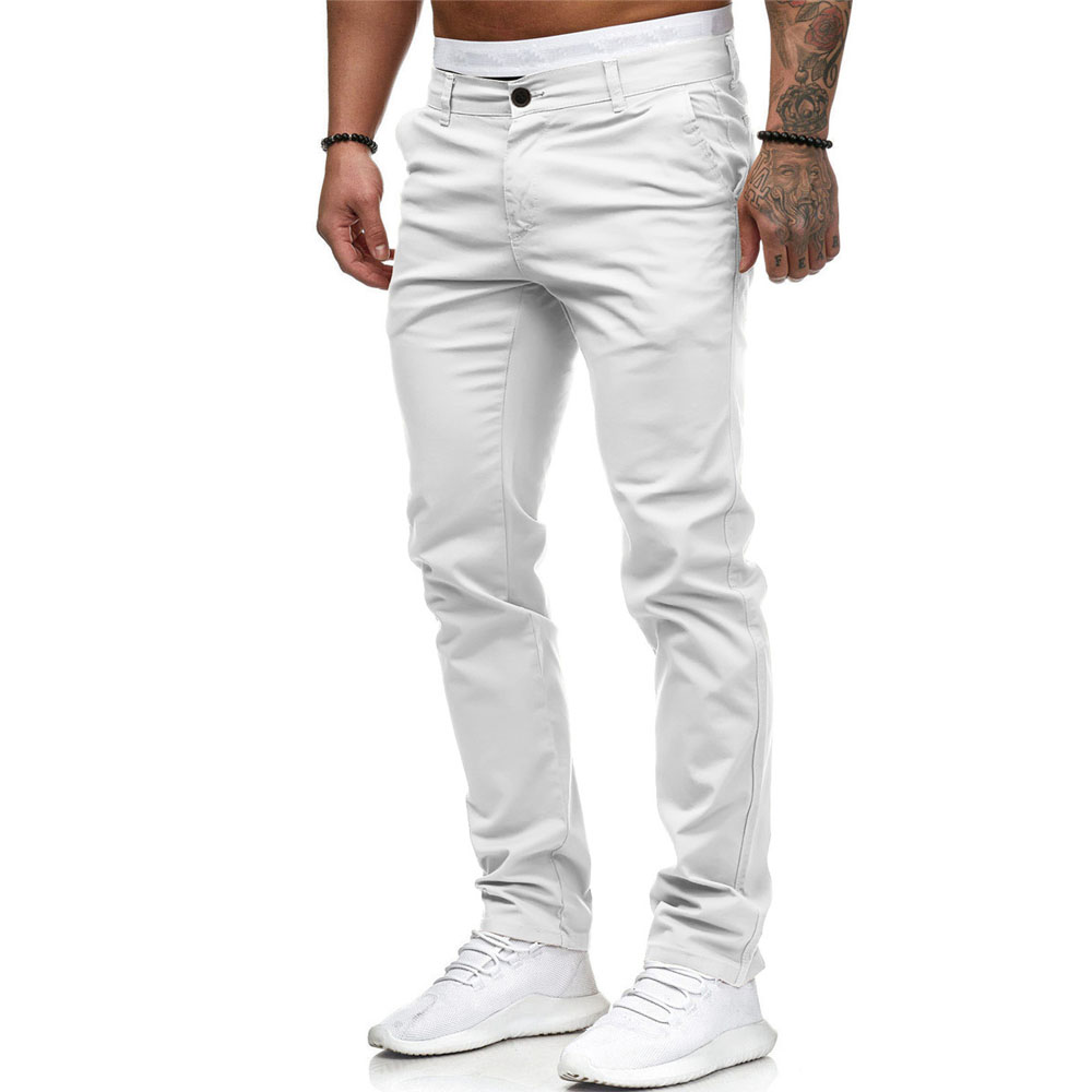 Hommes pantalons minces automne mâle un bouton couleur unie vêtements de travail droits pantalons complets BSD-8816