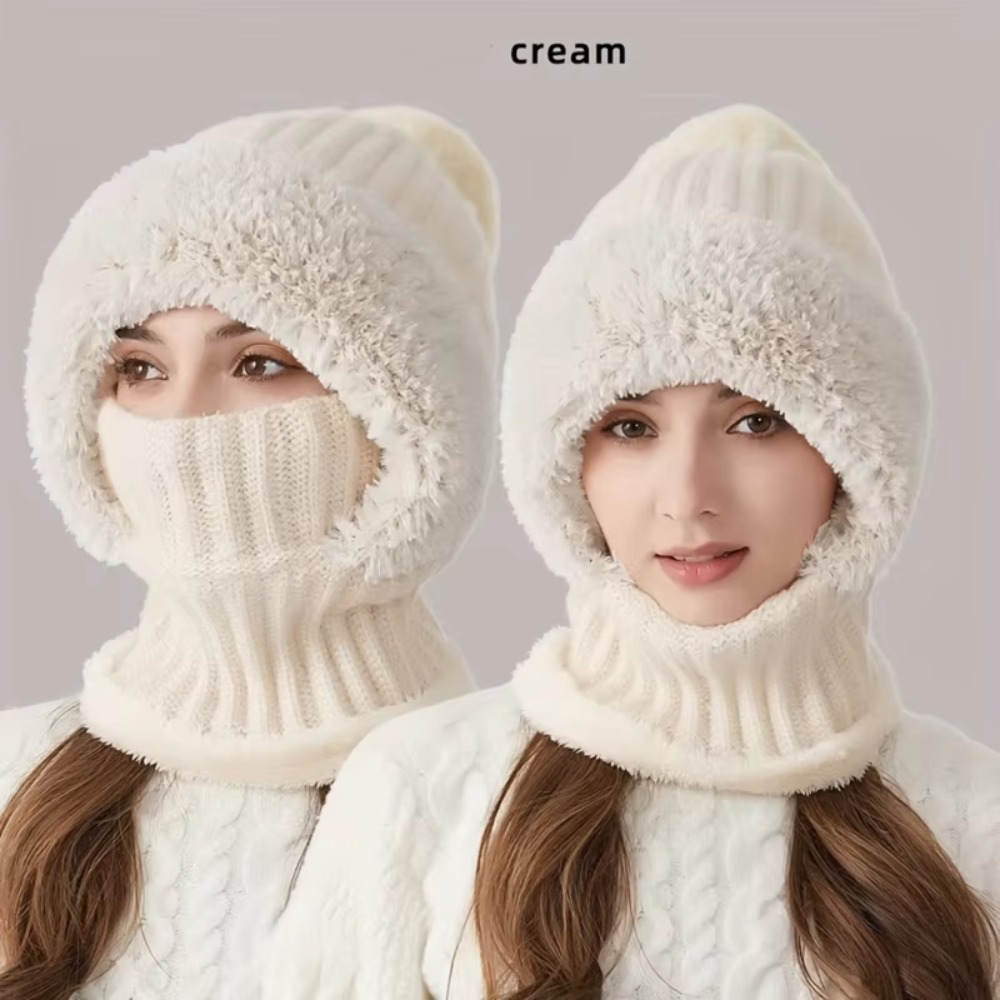 Chapeau en laine tricoté de haute qualité pour femme, couverture chaude et moelleuse en velours, cagoule chaude et coupe-vent, hiver