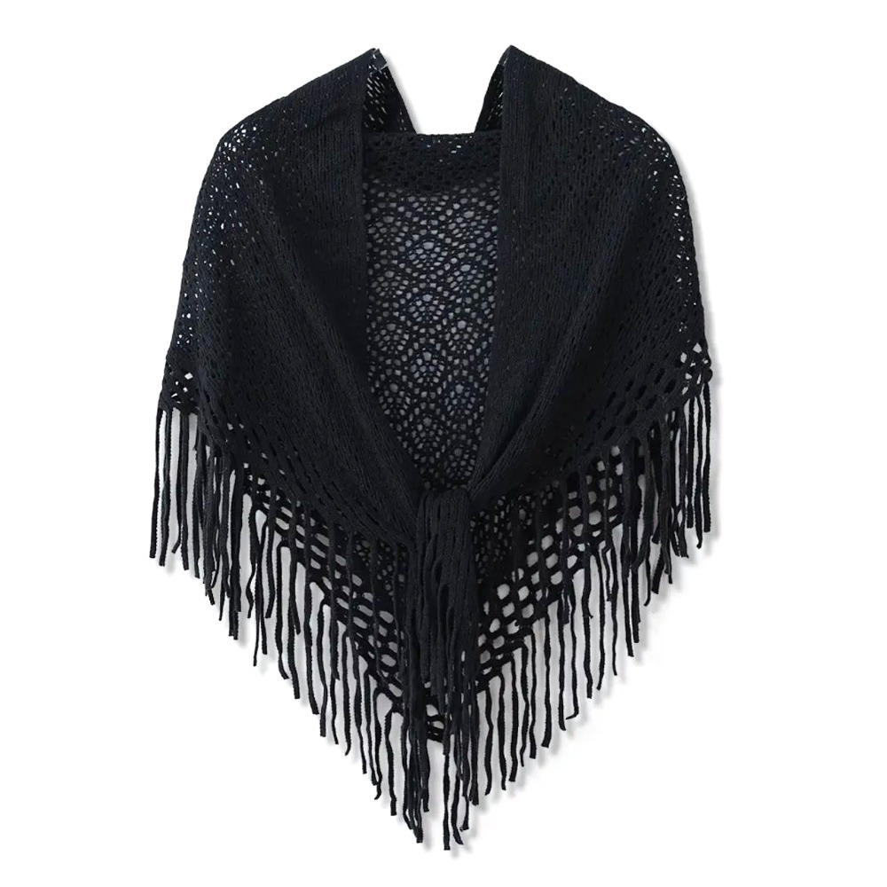 Châles tricotés rétro tendance, châles polyvalents à franges de couleur unie, châles doux et respirants pour femmes