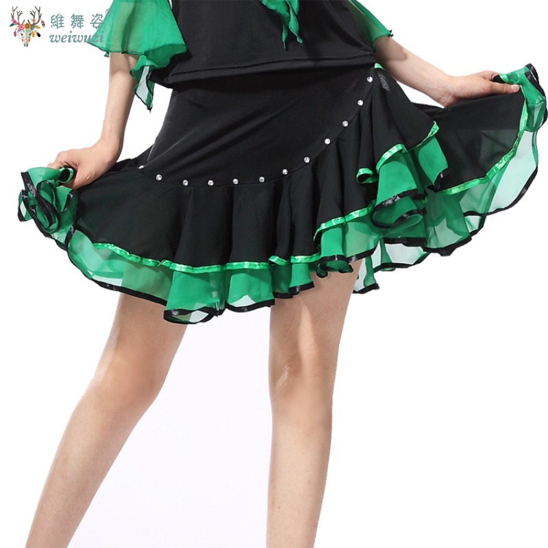 Robe d'entraînement de compétition latine pour femmes, Tango Rumba ChaCha, vêtements de danse de salle de bal, Costume de danse carrée, jupe de danse Samba