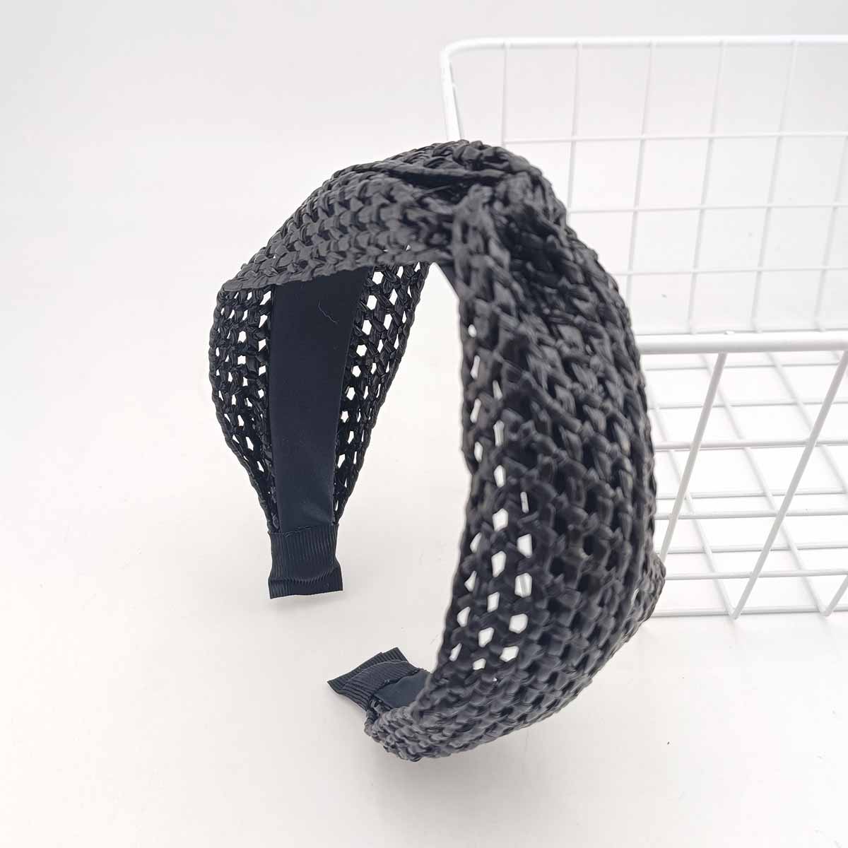 Femmes bohème larges bandeaux croix noué paille tissage bandeau été plage tête cerceau couleur unie cheveux accessoires chapeaux