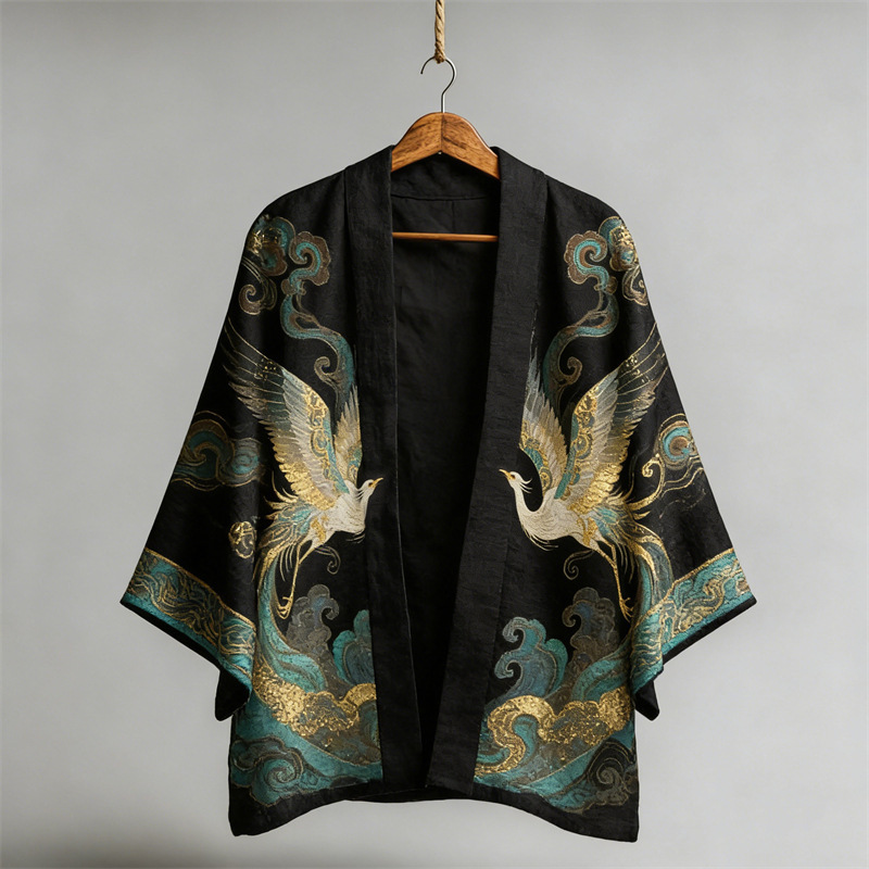 Kimono japonais traditionnel grande taille, cardigan Yukata Haori vintage imprimé, chemise ample pour homme à manches courtes, costume de cosplay samouraï