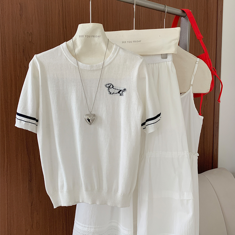 T-shirt d'été pour femmes, 100% coton, manches courtes, col rond, vêtements décontractés, pull basique, haut féminin