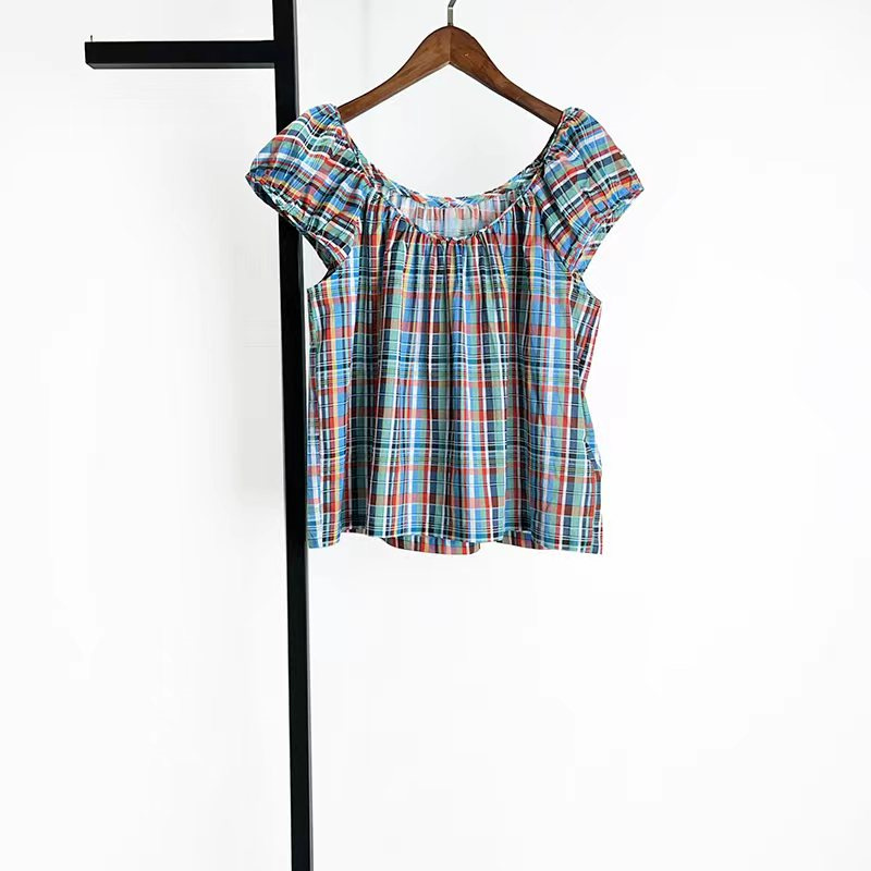 Robe ou haut sans manches à col rond pour femme, style rétro à carreaux Prairie Chic, coupe ample