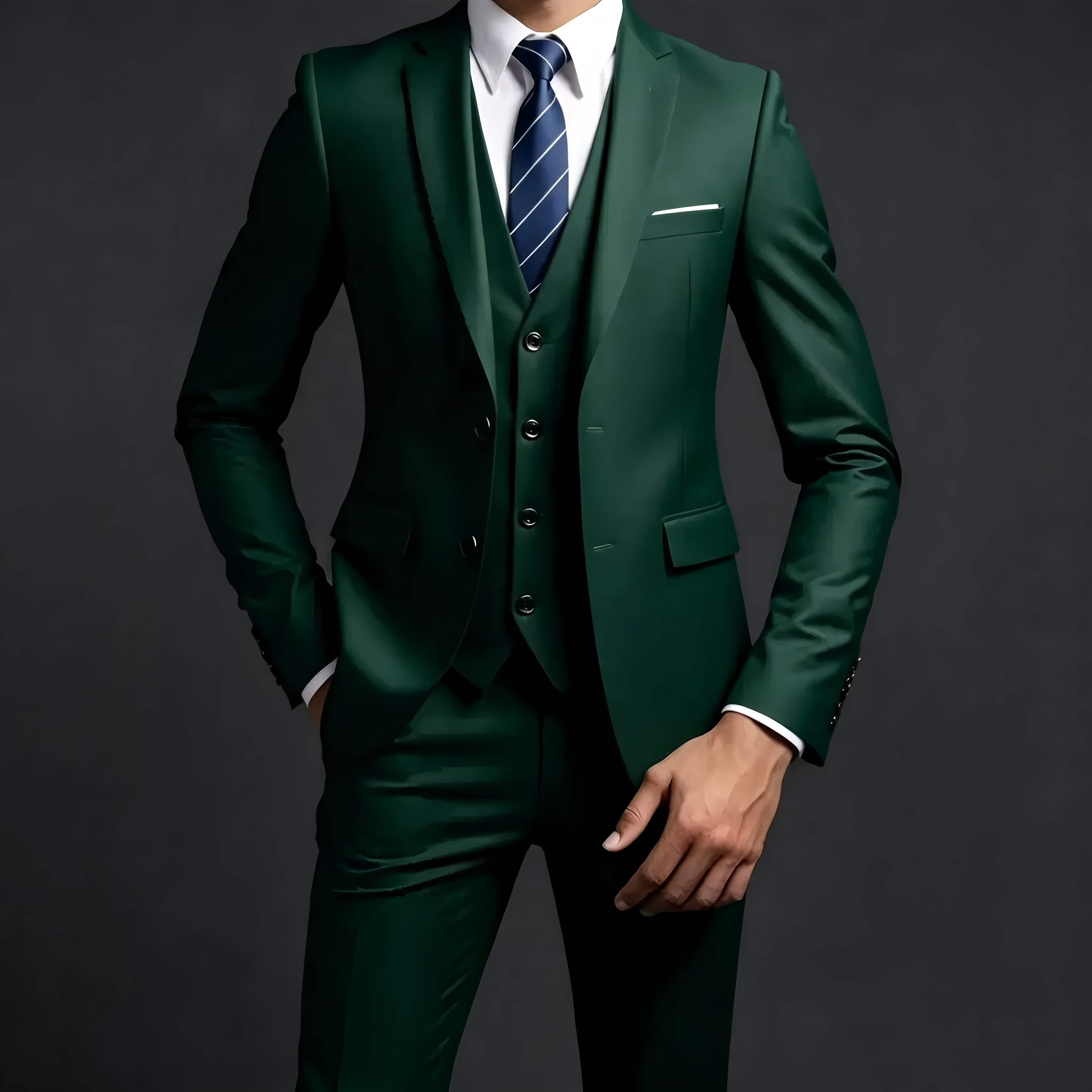 Ensemble de costume d'affaires 3 pièces pour homme, couleur unie, de haute qualité, comprenant un blazer, un gilet et un pantalon, idéal pour mariage, banquet, tenue formelle de marié ou de témoin.