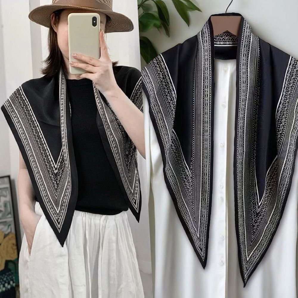 Écharpe triangulaire élégante pour femme, protection solaire, foulard multi-positions, ceinture en soie fine