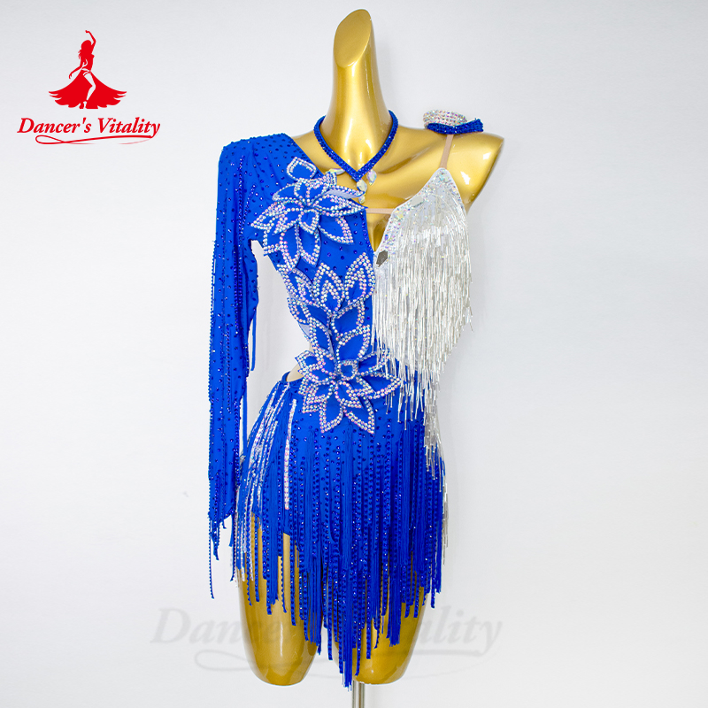 Robe de spectacle de danse latine pour femmes, personnalisée, Rumba Chacha Tanog, jupe de Costume professionnel de compétition, robes latines pour filles