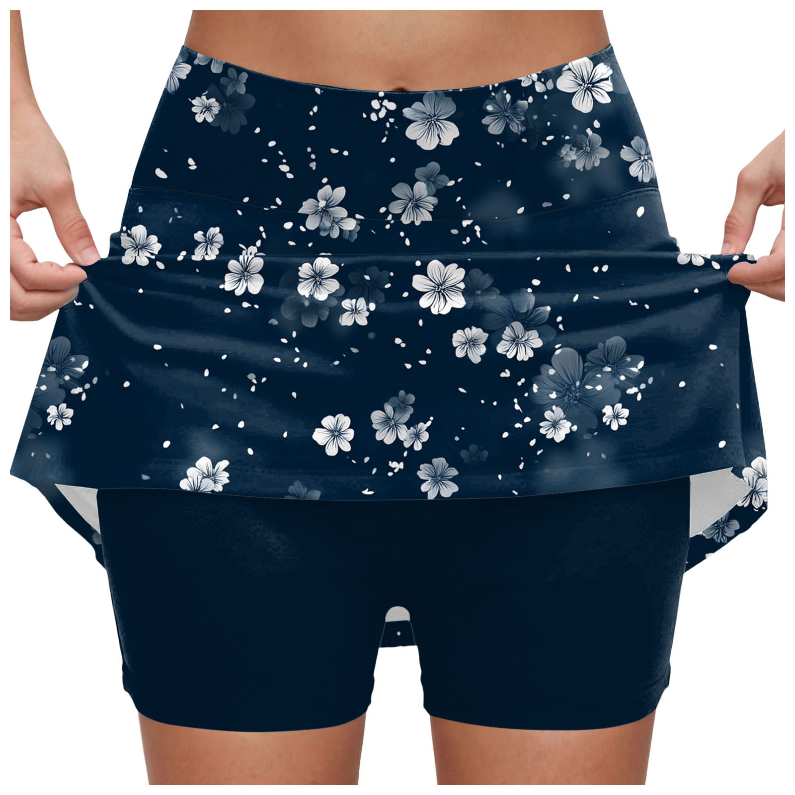 Jupes de sport pour femmes, avec short intégré, imprimé floral, taille haute, jupe-short pour la course, le tennis, le golf, short de yoga 2 en 1
