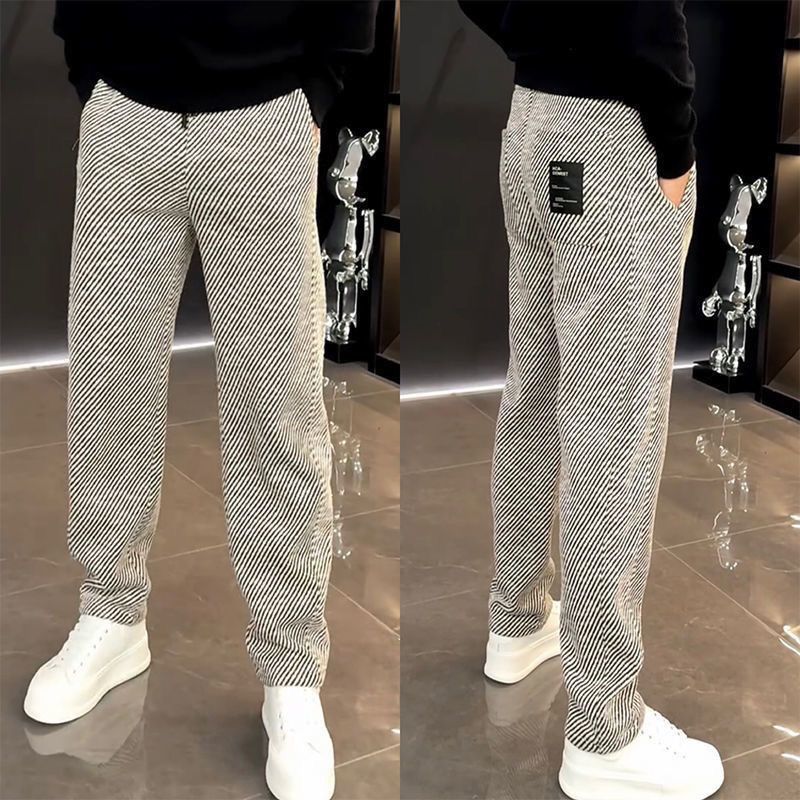 Pantalon Décontracté à Taille artificiel astique pour Homme, Vêtement Tendance avec Poches Rayées, Style Coréen, Simplicité, Assressentiavec Tout, Nouvelle Mode Printemps Automne