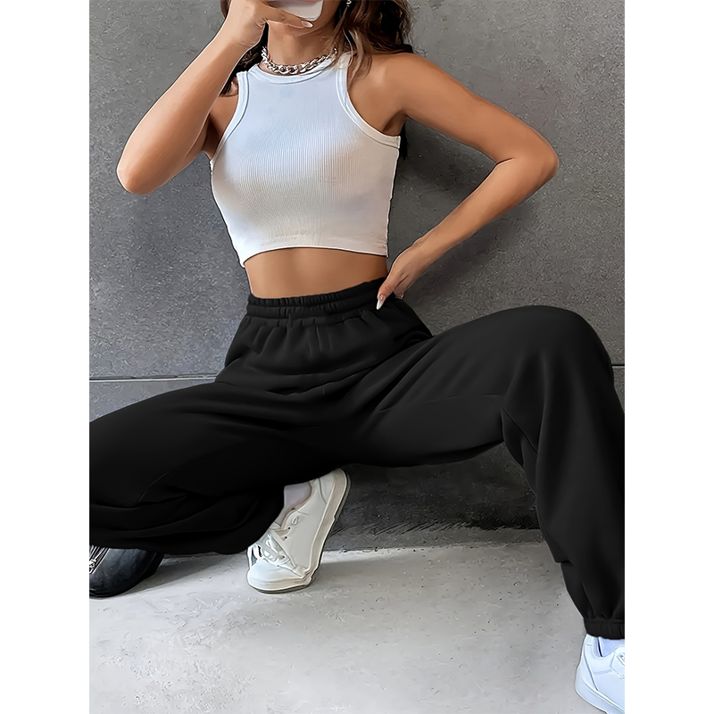 Pantalon de survêtement décontracté pour femme, couleur unie, taille élastique, vêtements de rue féminins, proximité, mode, nouveau