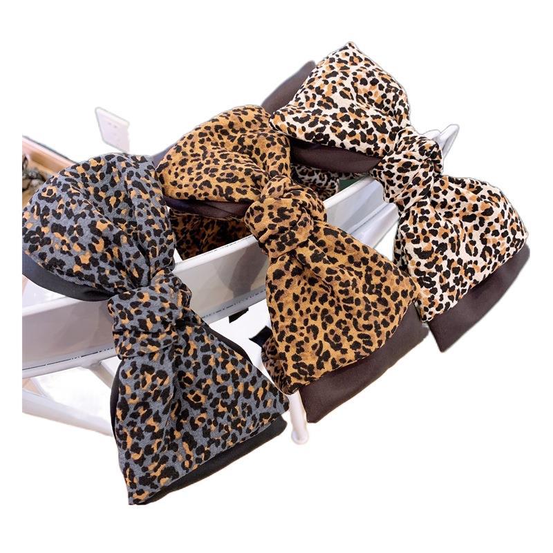 Bandeau Sexy Double couche imprimé léopard, bandeau de qualité supérieure imprimé serpent, gros nœud noué, accessoires pour cheveux