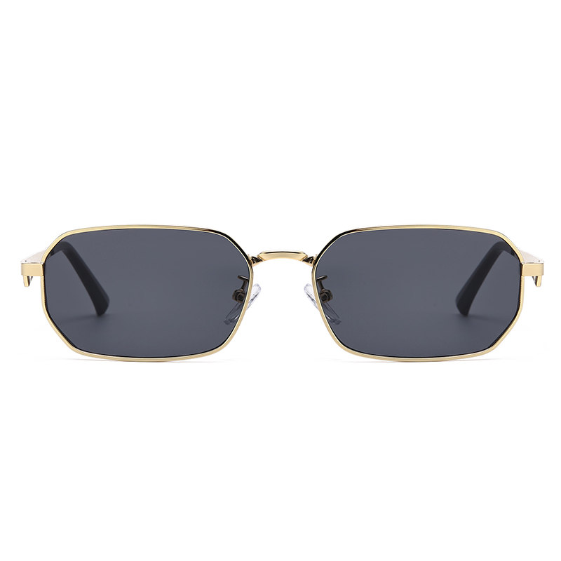 Mode petites lunettes de soleil carrées en métal hommes femmes en plein air décontracté couleur lentille lunettes de soleil Vintage Triangle jambes conception lunettes