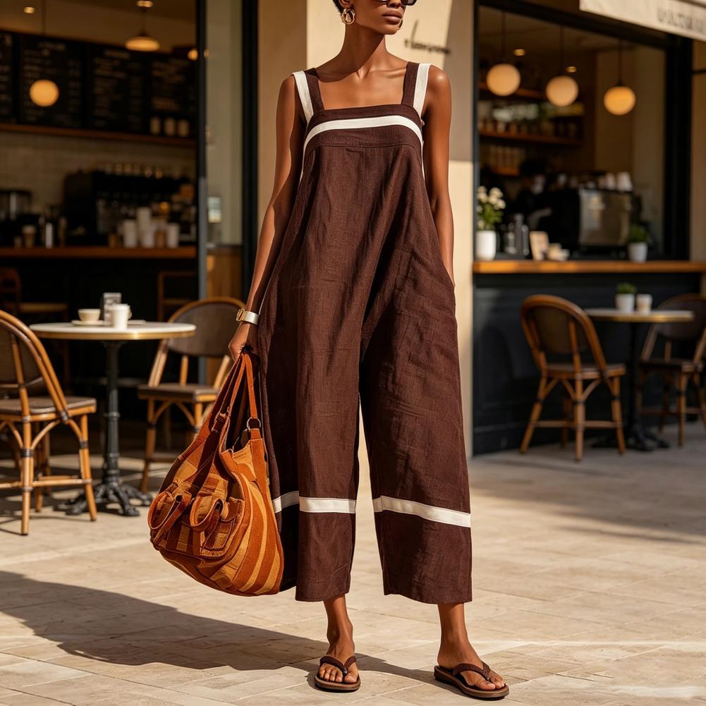 Robe d'été pour femmes, robe longue ample en coton et lin sans manches, décorée de pompons, avec poches, idéale pour les vacances