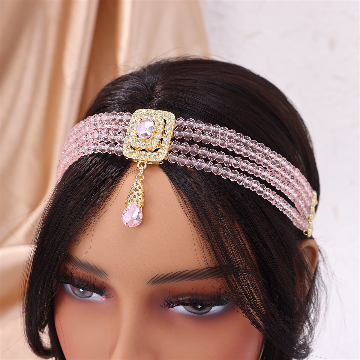 Collier de perles de mariée marocaine, chaîne de cou réglable, chaîne de tête de perles fines vintage du moyen-orient