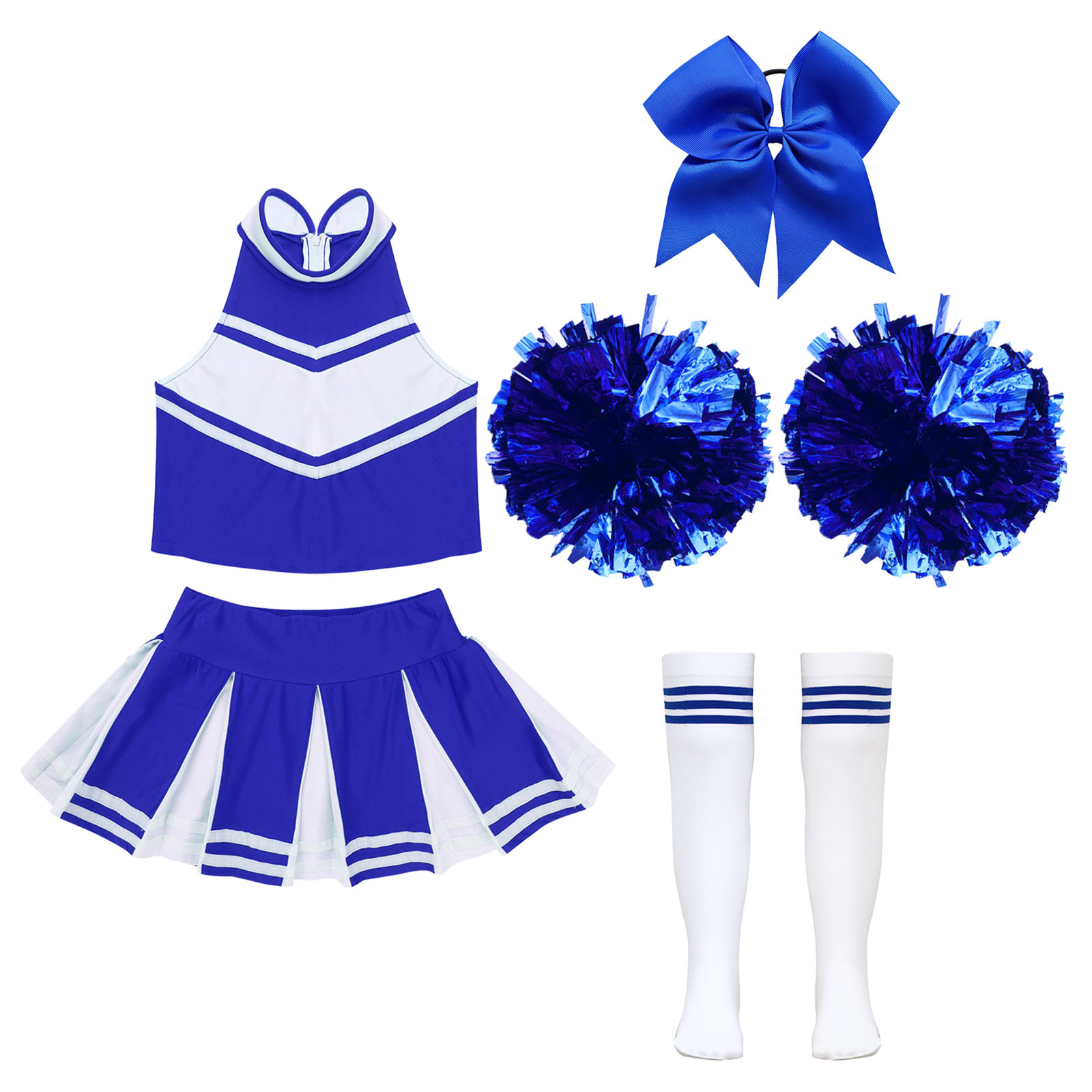 Costumes de pom-pom girl pour filles, uniforme d'encouragement, tenue de danse de fête d'Halloween, performance sur scène, robe de paupières de sport