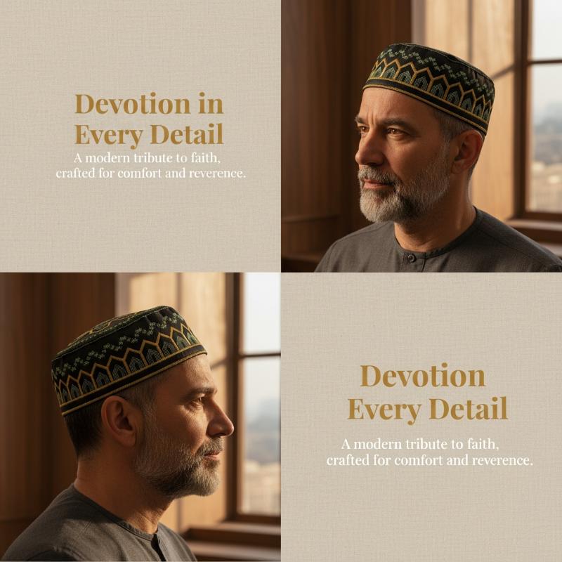 Chapeau de prière pour hommes en coton et polyester brodé, style arabe musulman, pour loisirs, Arabie Saoudite