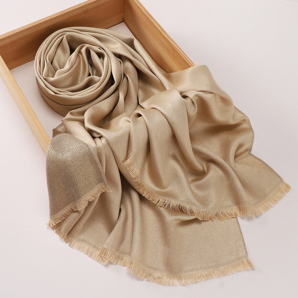 Châle double face à franges, foulard de luxe scintillant, hijab doux pour fêtes et mariages, écharpe islamique pour femmes.