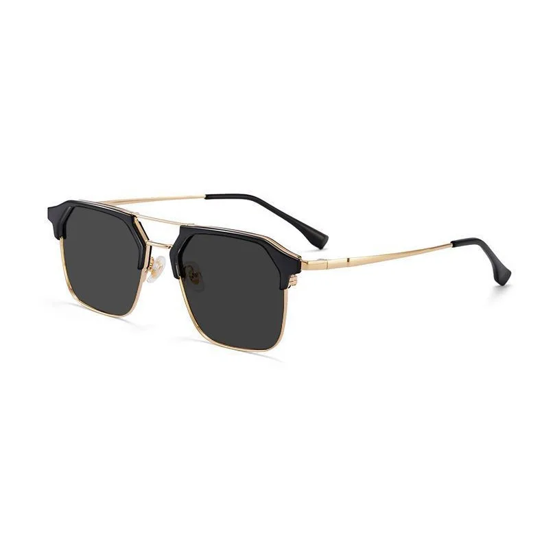 Lunettes de soleil tendance pour hommes et femmes, monture carrée en métal, rétro, moins dioptrie, UV400, lunettes de soleil-1.0 -1.5