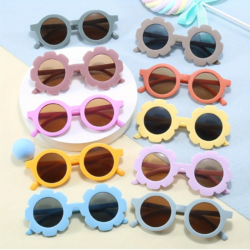 10 paires de lunettes rondes à motif floral pour jeunes adultes, monture en PC durable, idéales pour les fêtes et les défilés de mode