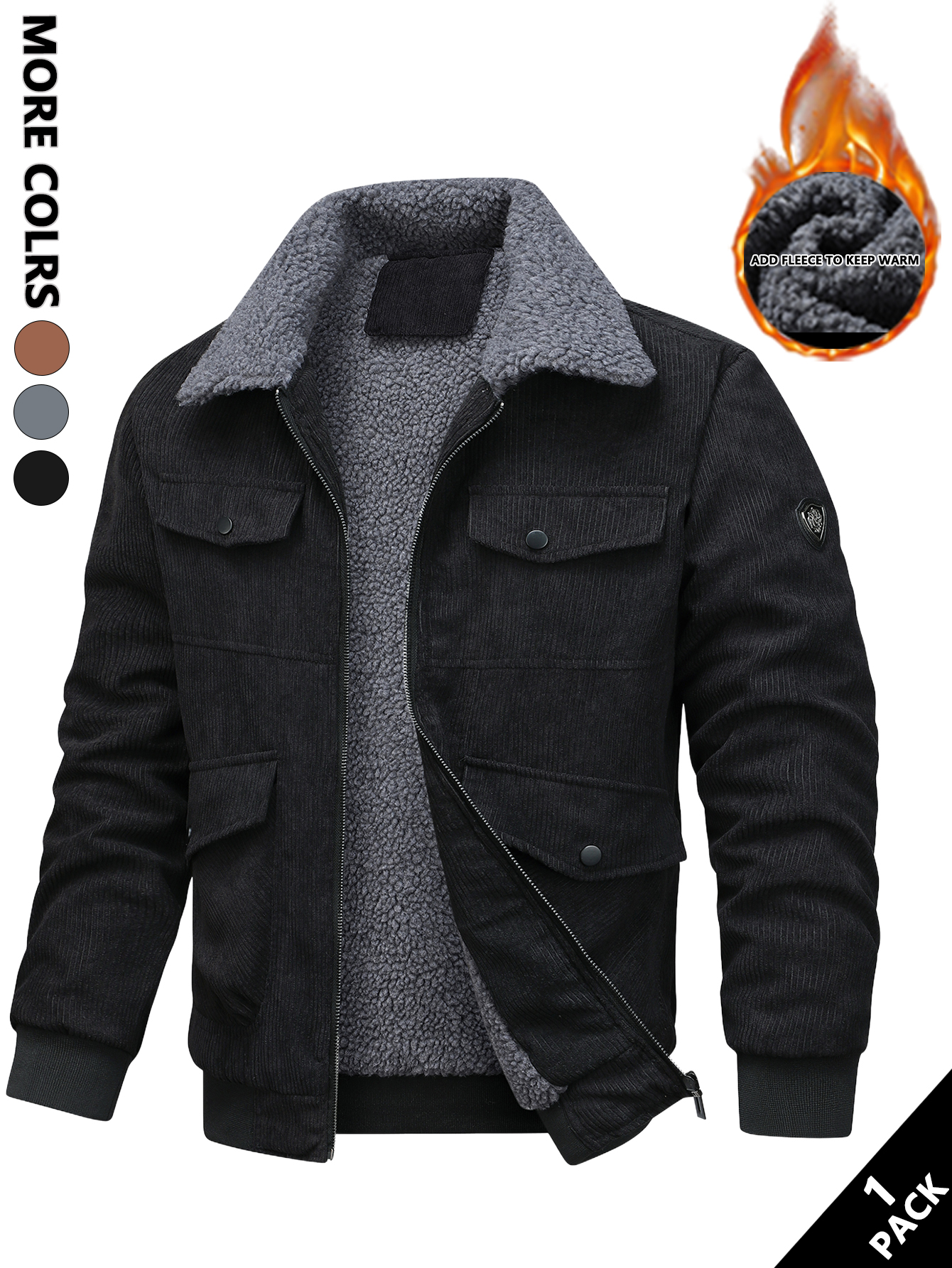 Veste en velours côtelé pour hommes, durable et résistante à l'usure, polyvalente et facile à assortir, adaptée à un vêtement décontracté léger sur le lieu de travail, activités de plein air légères, superposition en automne et en hiver, échauffement pour le sport, sorties décontractées et courts