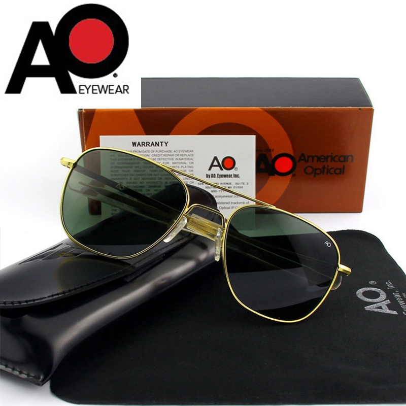 Lunettes de soleil pilote AO pour hommes, qualité supérieure, marque de créateur, lentilles en verre AGX Guatemala, lunettes de soleil pour hommes