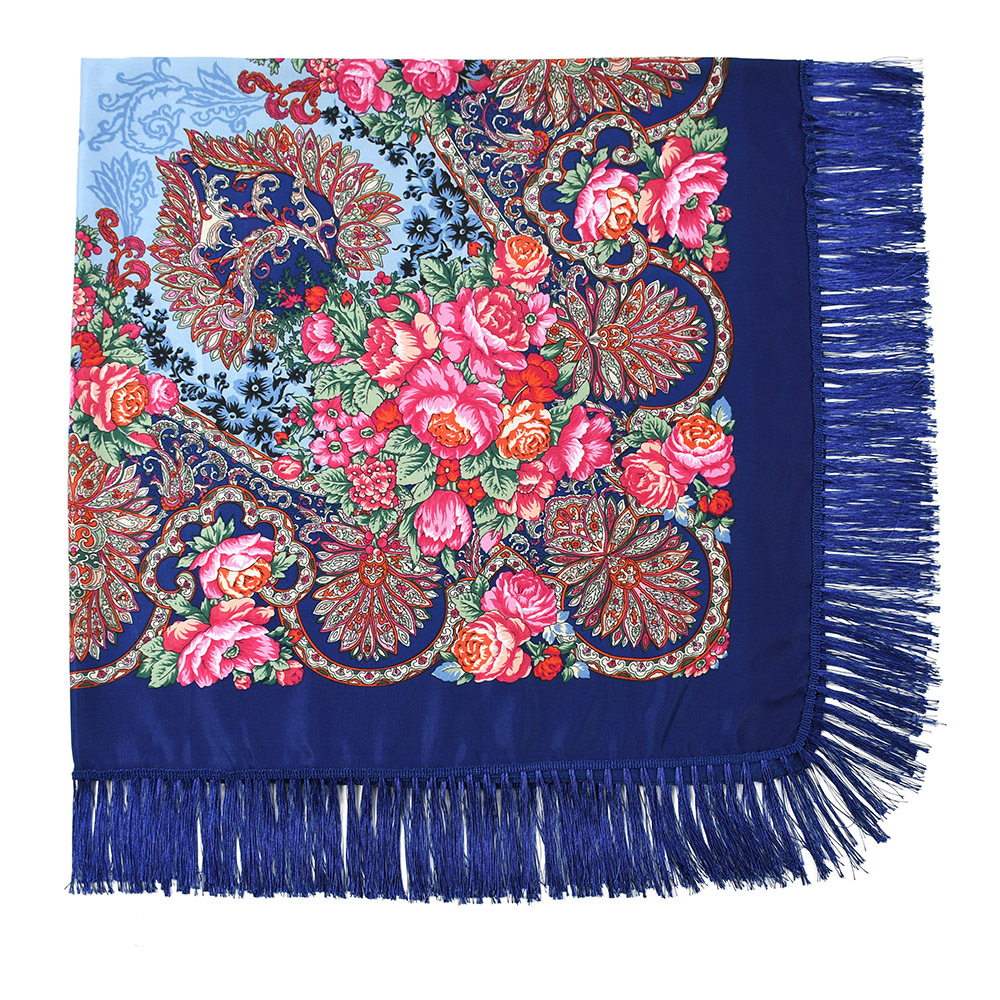Foulard russe 21 châles pour femmes, fête de mariage, mouchoir à franges, manille espagnole, grande tête de style ethnique, plumeau à fleurs rondes