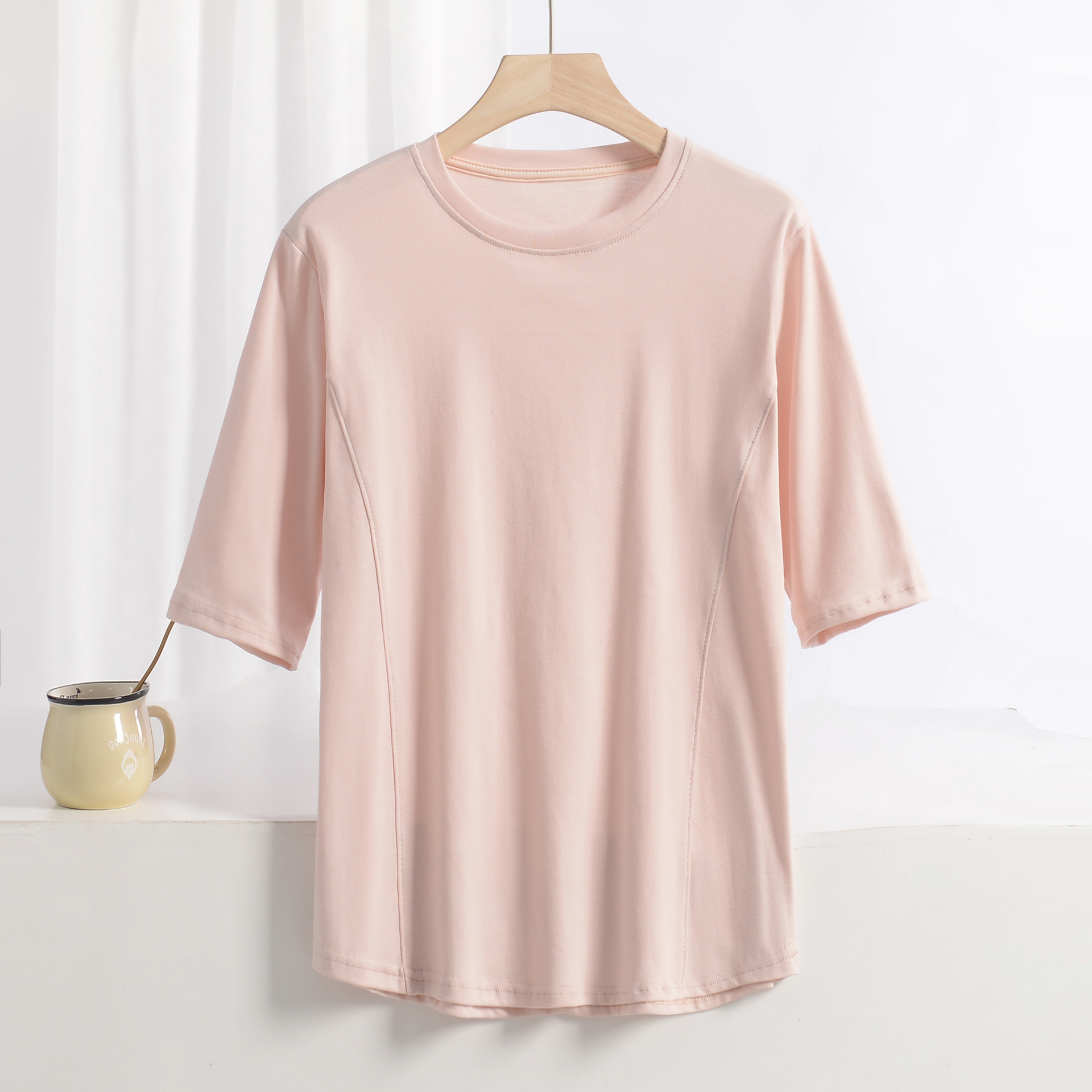 XL à 8XL grande taille t-shirts col rond T-shirt basique femme couleur unie demi manches été simple T-shirt hauts t-shirts à fond tout tapis